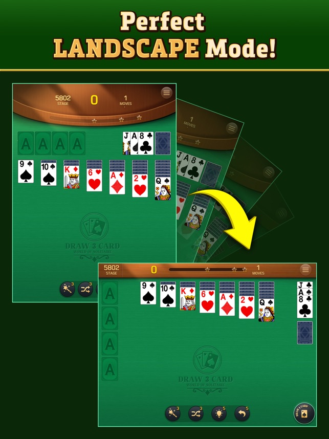 klondike solitaire green felt 3 cards